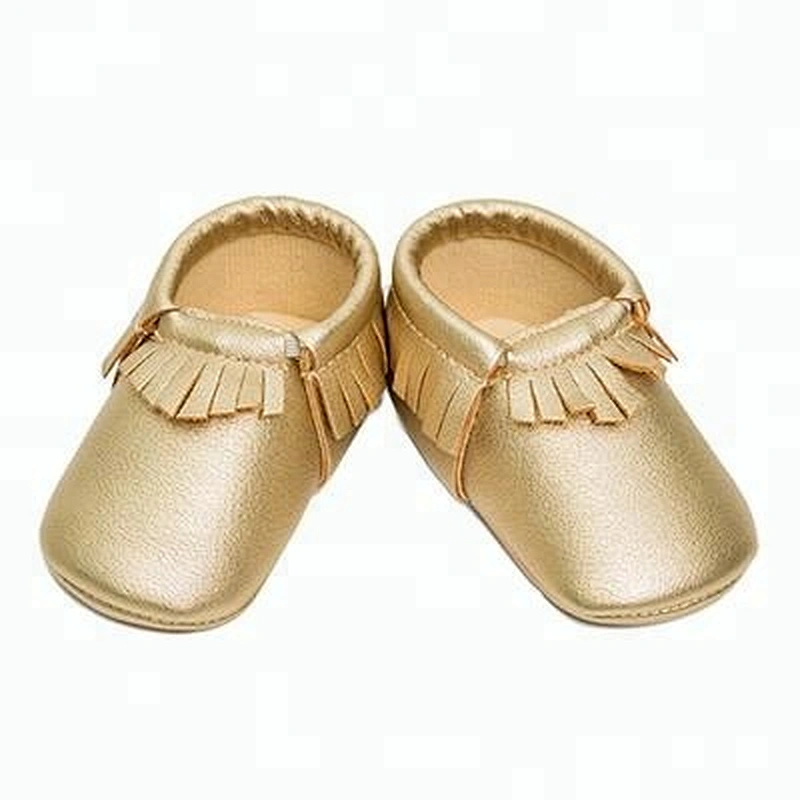 2019 Hot Sale pu baby  shoes 100% genuine leather baby moccasins with knot bow for girl