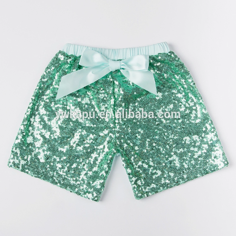 Fashion New Design Baby Girl Multi color Sparkling Newborn Sequin Short With Ribbon Bow