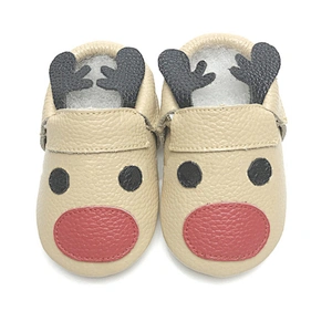 Popular Boutique Moccasin Shoes  Baby Leather Shoes  Christmas  Elk Toddler Shoes For Girl