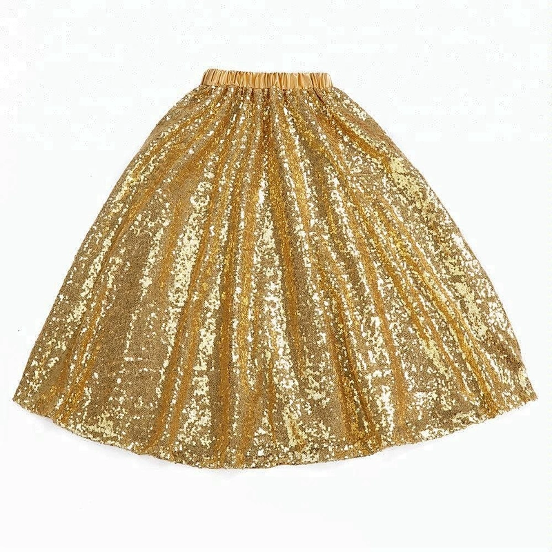 2018 In stock child dance clothes wholesale long style little girl sequin skirt