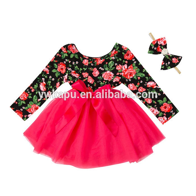 Latest factory directly wholesale false two-piece girl skirt with headband party baby clothes