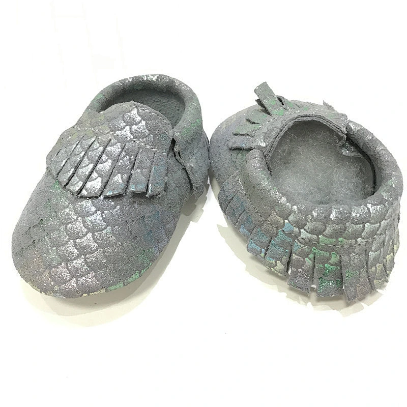 Infant Wholesale Genuine Leather Baby Shoes Mermaid Tassel Toddler Shoes For Girl