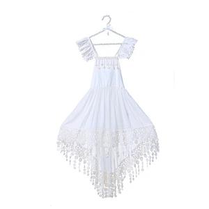 Wholesale short front long back flowers embroidered cotton clothes flower girl dress