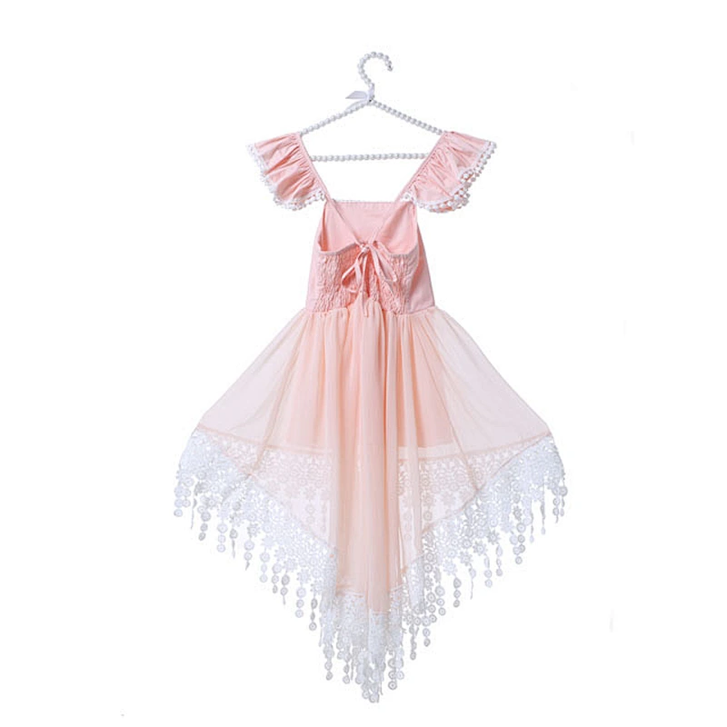 Wholesale short front long back flowers embroidered cotton clothes flower girl dress