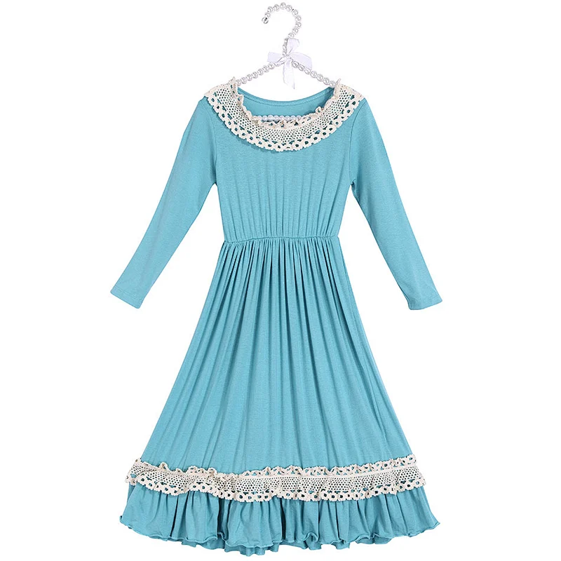 Hot Sale Girl dresses Ball gown Vintage Lace Maxi Dress Baby Girl Wedding Dress For Girl