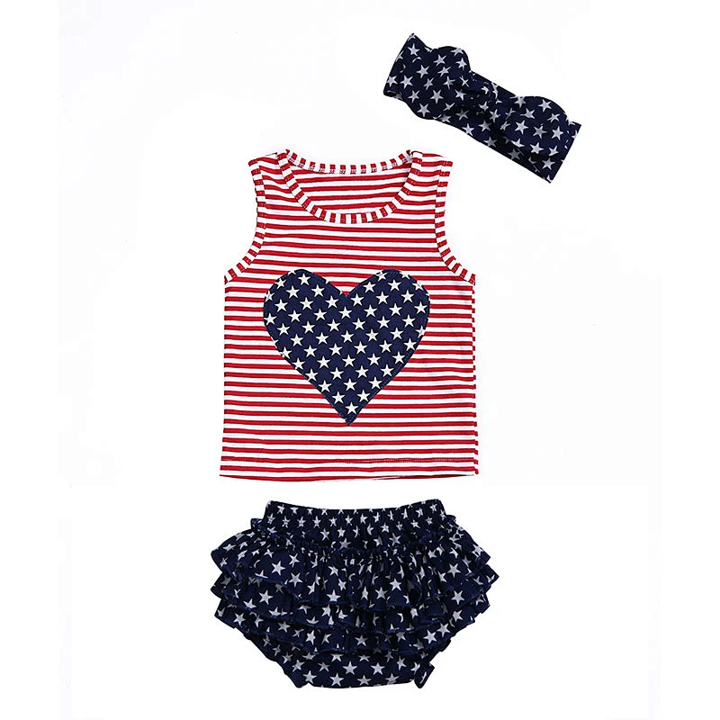 2019 Fashionable Baby Girl Outfit  Heart Tank Top Ruffle Bloomer  outfit