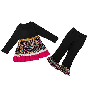 2018 Hot Sale Yiwu Kapu Garment Factory Girls Boutique Clothing Girl Giggle Moon Remake Outfits Set For Kid