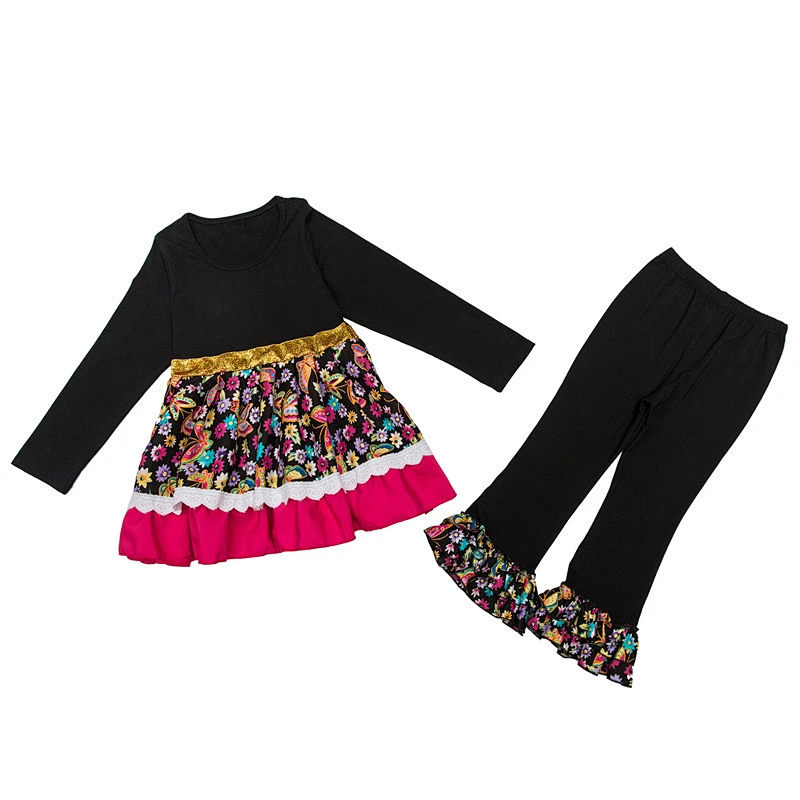 2018 Hot Sale Yiwu Kapu Garment Factory Girls Boutique Clothing Girl Giggle Moon Remake Outfits Set For Kid