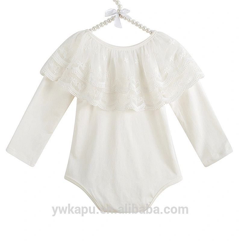 Kids Clothing Wholesale Girls Cotton Jumpsuit Long Sleeves lace Baby Romper
