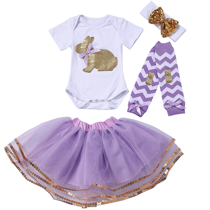 Hot sale Baby Infant Clothes Easter Baby Girls Outfit Rabbit Print Bodysuit