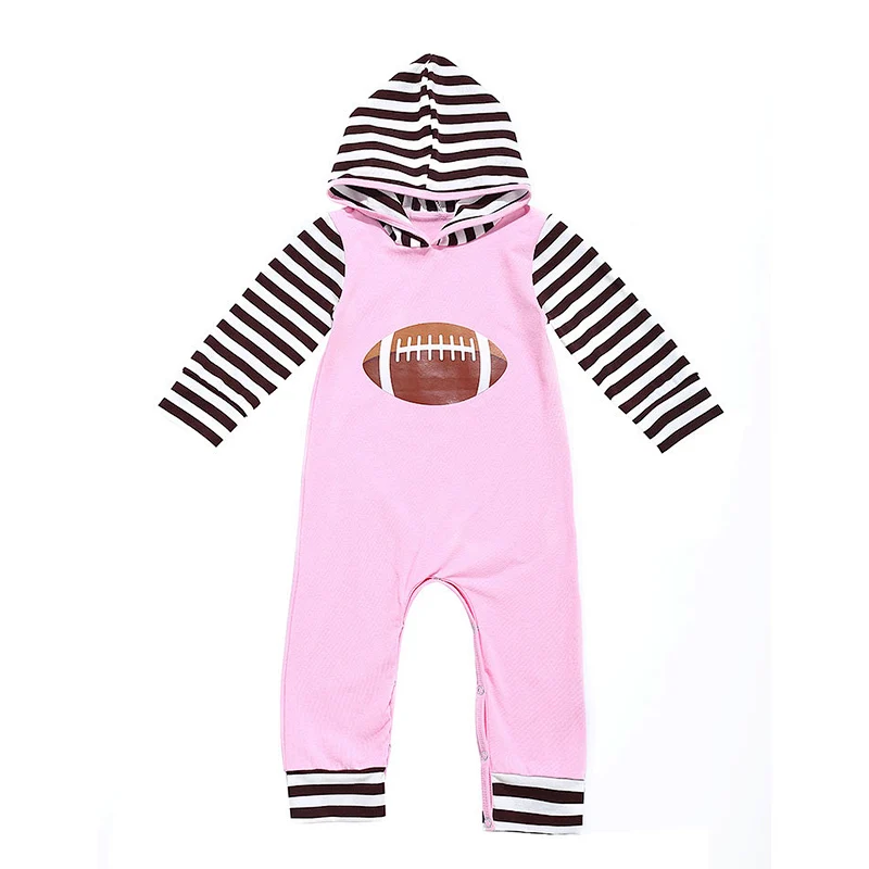Cute Football Emotion Hooded Long Sleeve Baby Romper