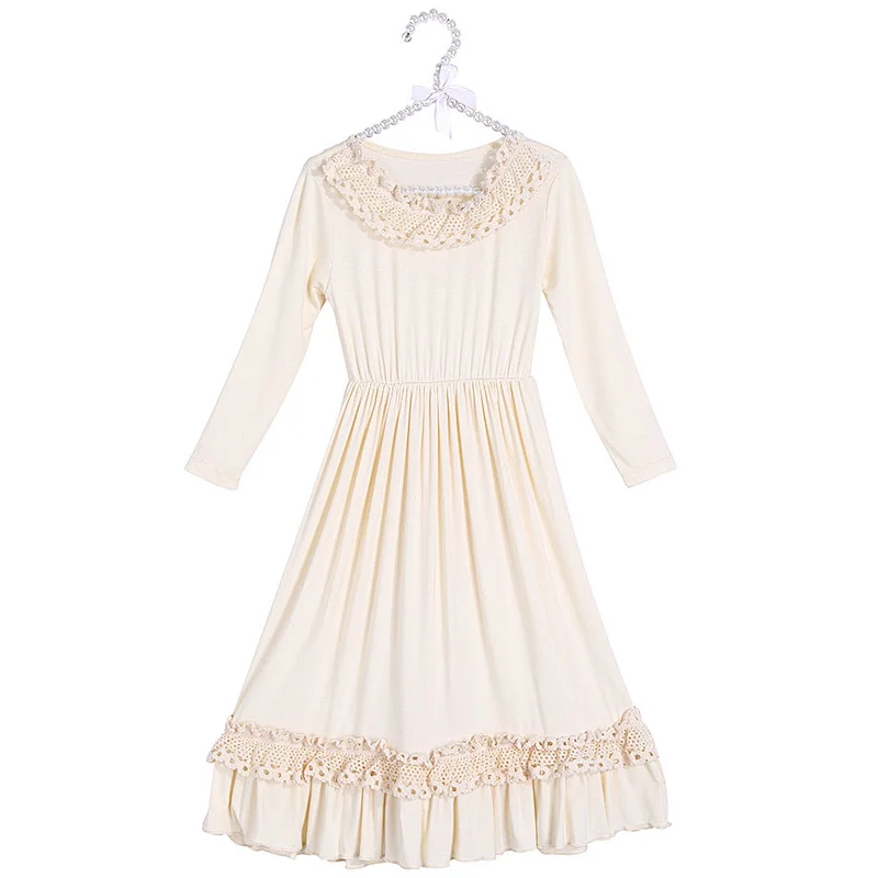 Hot Sale Girl dresses Ball gown Vintage Lace Maxi Dress Baby Girl Wedding Dress For Girl