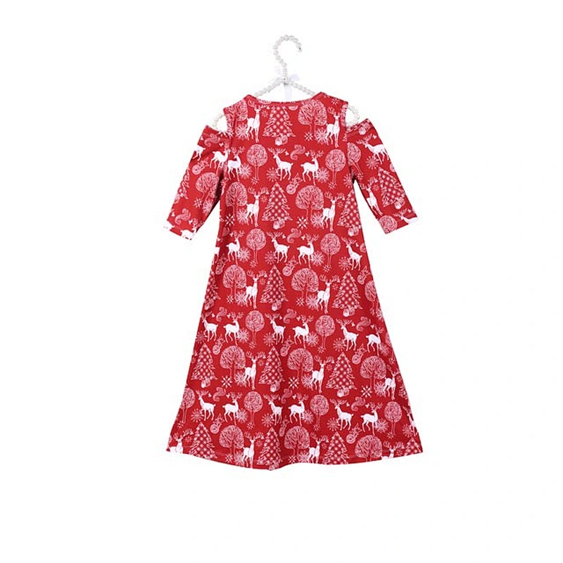 Hot selling beautiful girl boutique printing animal knee length dress