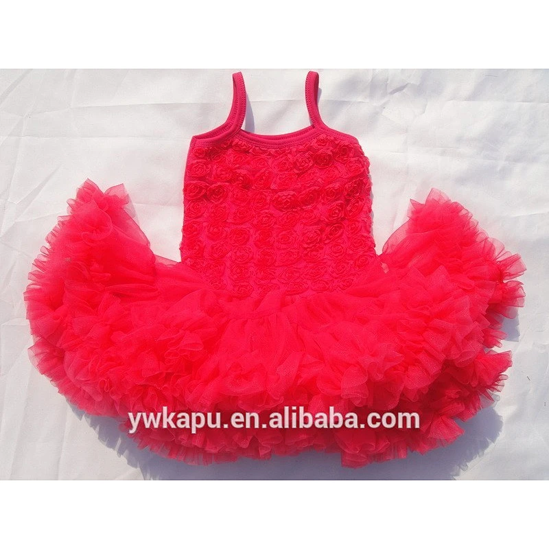 Baby Romantic Red Rosettes White Lace Bodysuit Pettidress Party Dress