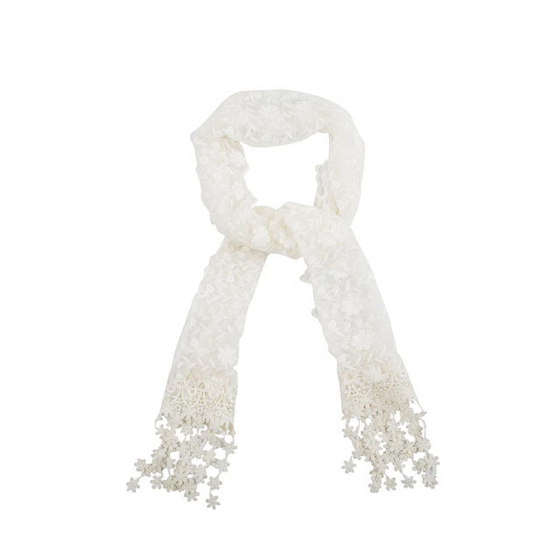 Baby Girl Wholesale Fashion Lace Scarf Ivory Vintage Style Flowers Scarf Trim Scarf