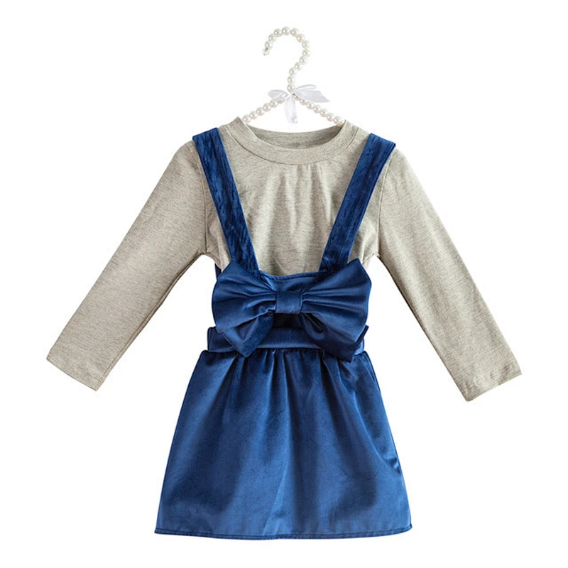 High Quality Children Boutique Clothing Bow Knot Suspender Cute Skirt  Newborn Baby Clothing Sets