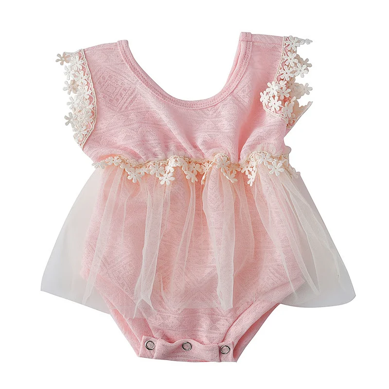 Wholesale toddler baby girl  cotton lace  ruffle romper oem clothes