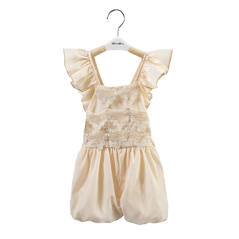 New style solid color lace  print rompers boutique rompers for girls