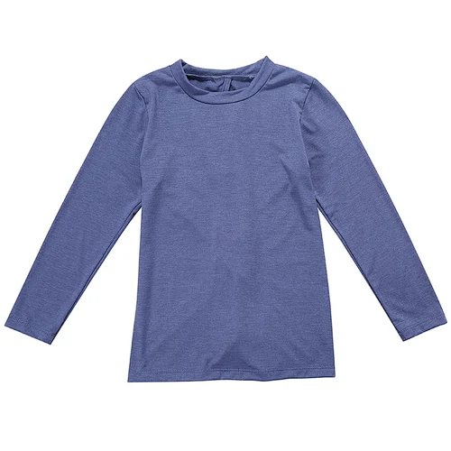 Hot Sale Boutique Wholesale Cotton Girls Blue   Long Sleeve T Shirt  Kids Clothing For Girl