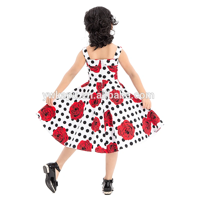 Floral and polka dot print infant boutique wholesale new model kids girl princess dress