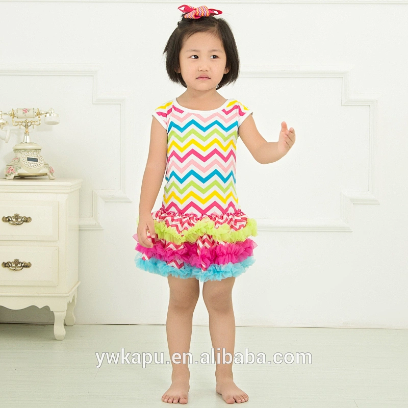 Hot sale baby girl clothes short sleeve chevron mini skirt
