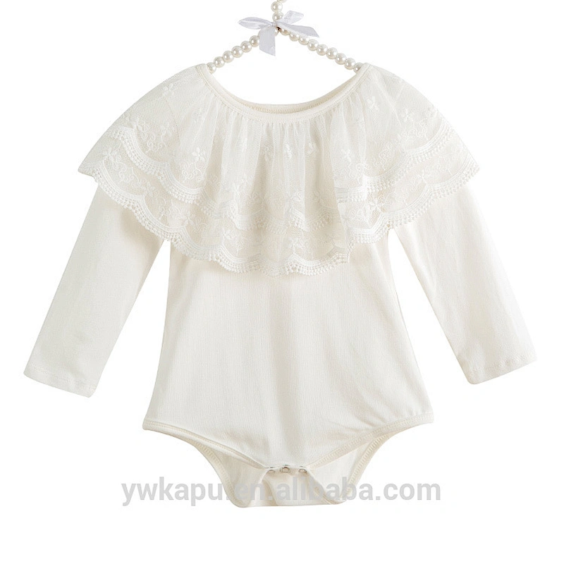 Kids Clothing Wholesale Girls Cotton Jumpsuit Long Sleeves lace Baby Romper