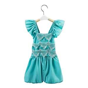 New style solid color lace  print rompers boutique rompers for girls