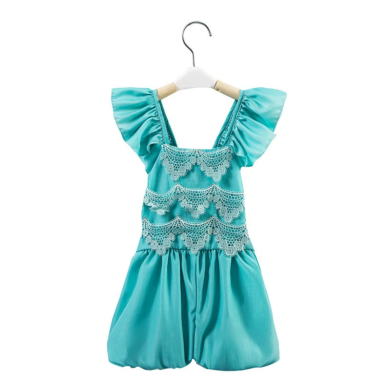 New style solid color lace  print rompers boutique rompers for girls