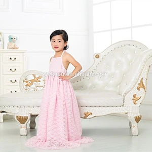 Wonderful selling elegant and generous children girl wedding party princess lace mopping long dresses