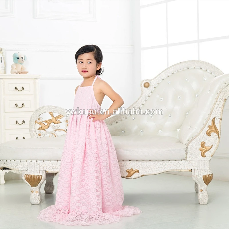 Wonderful selling elegant and generous children girl wedding party princess lace mopping long dresses