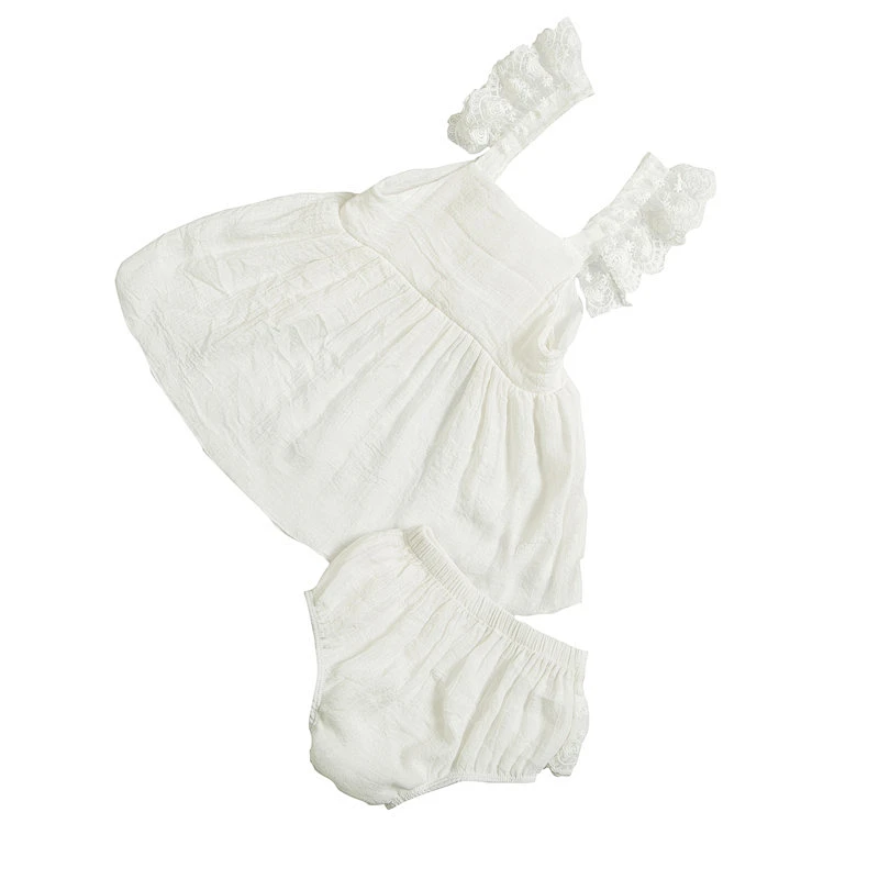 2018 Wholesale summer infant baby girls flutter sleeves romper clothing set with underwear