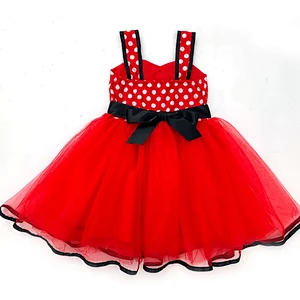 KAPU Red Polka Dot Cartoon Birthday Toddler Kids  Baby Girl Party Dress