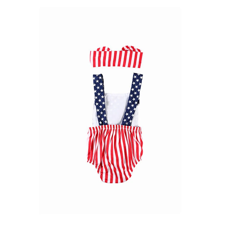 Wholesale Baby Romper Summer  Clothing One-piece Cute Baby Girl Stripe Jumpsuit With Headband