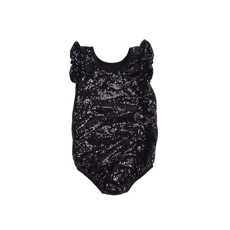 Cheap high quality sleeveless  wholesale baby clothes sequined baby rompers