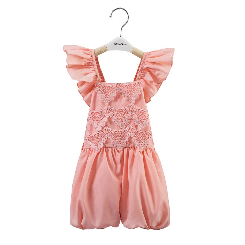 New style solid color lace  print rompers boutique rompers for girls