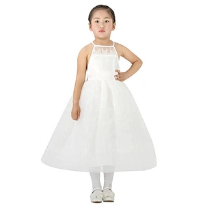 2019 New Design Summer  Flower Girls Dress Sleeveless Lace Tulle  Dress