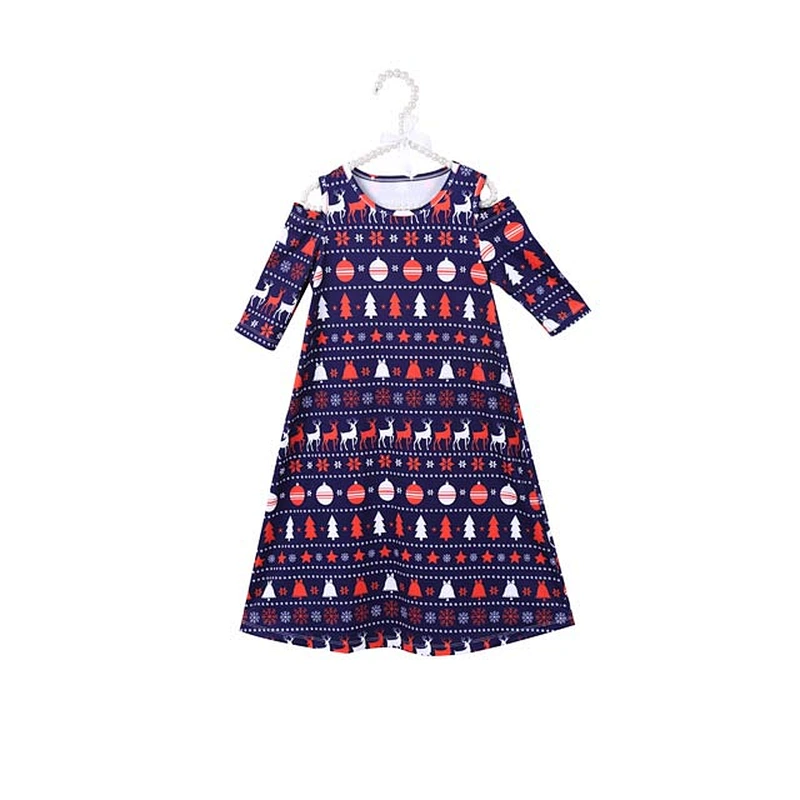High Quality New Fashion Girls Christmas Outfits Party Dress for Kids