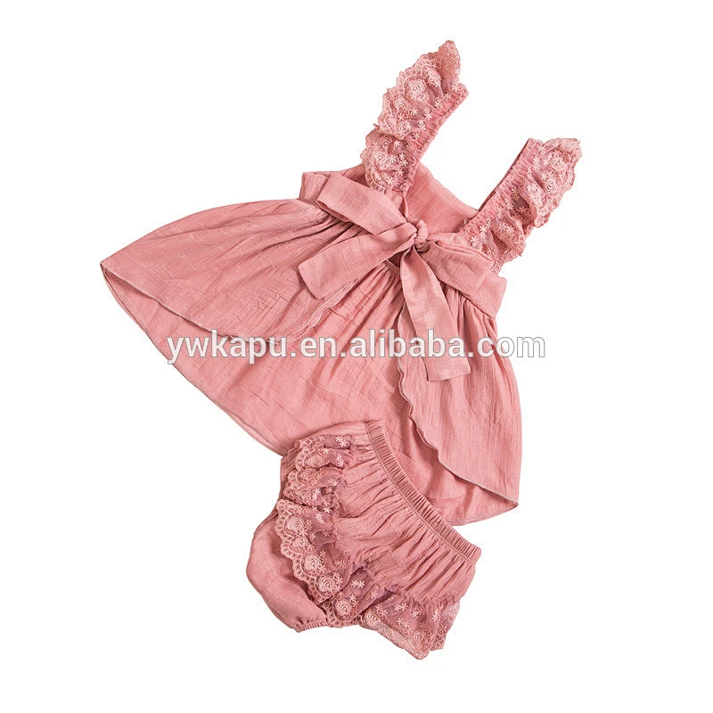 Boutique Newborn Girls Cotton Clothes Infant Toddler Babies Swing Top 2 pieces Sets with Ruffled Bloomers
