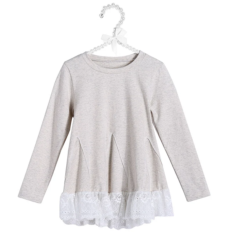 New arrival wholesale kids clothing baby girl tops lace t-shirts