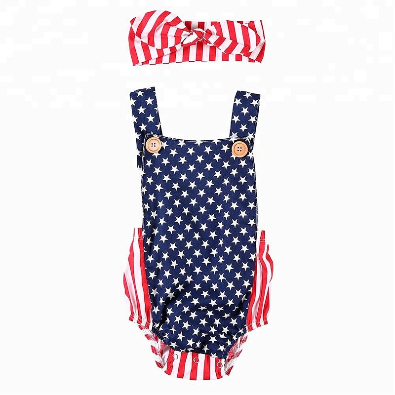 Best-selling 2018 independence days patriotic summer wear baby romper for 4th of July