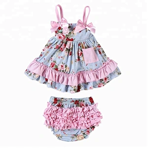 New Product Little Girl Clothing Baby Swing Top Set Breathable Summer Baby Kids Clothes