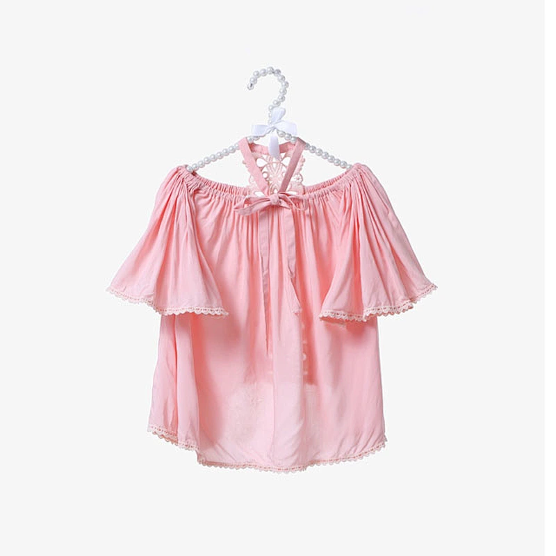 New design white lace off shoulder baby shirt for kids