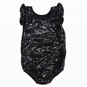 Wholesale children's boutique clothing gold sequin romper 2018 summer baby girl romper