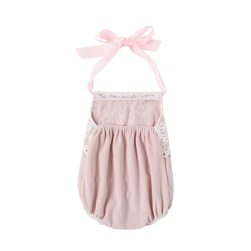 Infant and Toddler Pretty Summer Romper Baby Girls Halter Backless Rompers