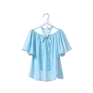 New design white lace off shoulder baby shirt for kids
