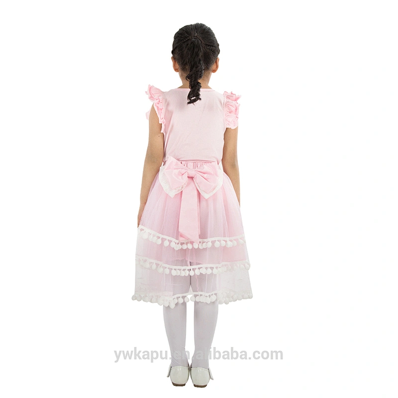 Wholesale boutique lovely infant outfit baby girls top match pompom skirt unicorn dress sets