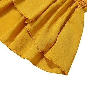 Latest yellow rayon sleeveless girls party wear top casual top for girls