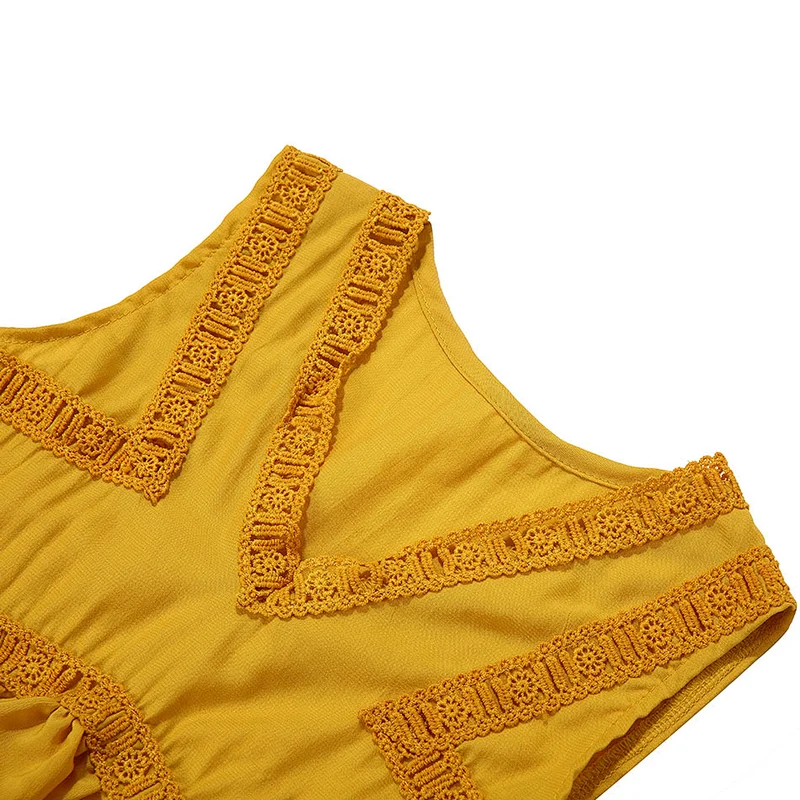 Latest yellow rayon sleeveless girls party wear top casual top for girls