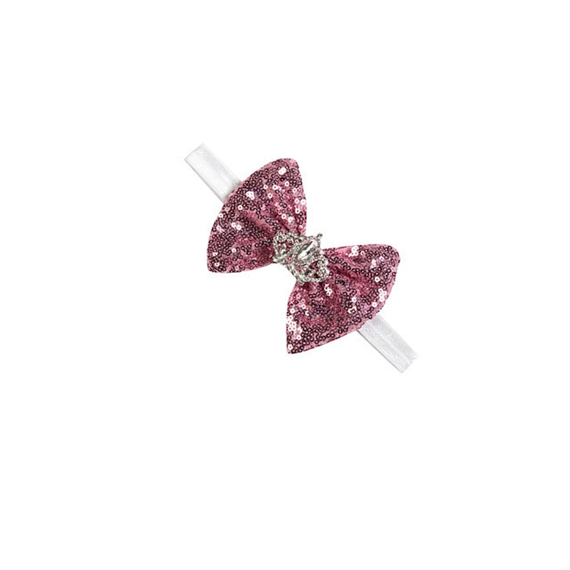 High quality baby girl clothes headband with crown beaded sequin bow knot