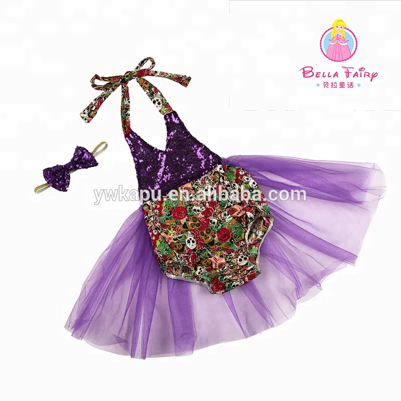 Kapu Factory wholesale high quality new style baby girl clothes sequin beach bubble romper tutu sets